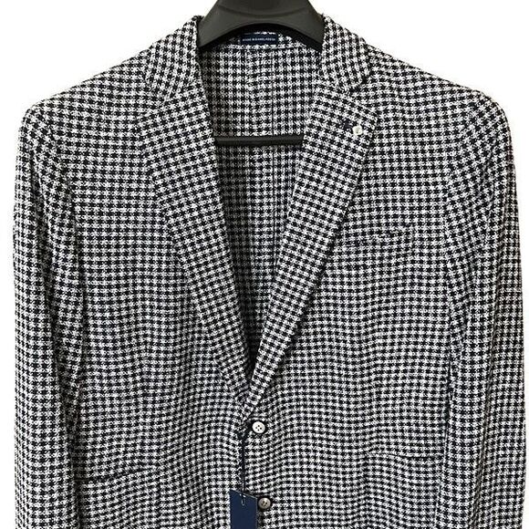 STAFFORD Men's Classic Fit Navy Blue Check Sport Coat Blazer Jacket 44R NWT - Picture 3 of 16